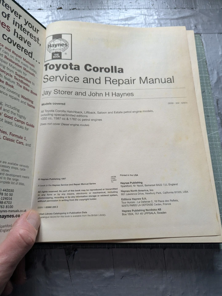 Toyota Corolla (Petrol) 1992-1997 Haynes Workshop Manual - Image 2 of 4
