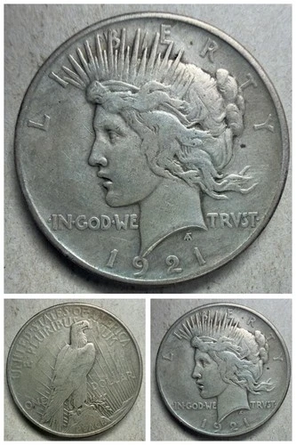 🔥 1921 Peace Dollar High Relief 90% Silver Coin VF 🔥