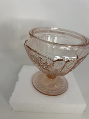 Pink Depression Glass Mayfair Open Rose Candy Dish Footed Vintage 1930s - Picture 3 of 4