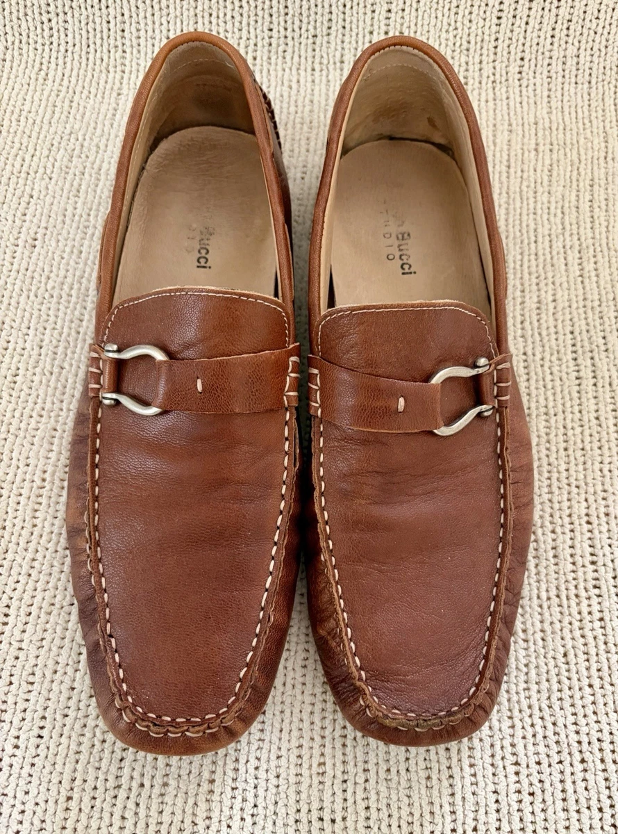 Bacco Bucci  Tan Leather Driving Moc Loafers  Men\'s Size 10.5D Made In Italy Leather Upper Casual Shoes Bacco Bucci Loafer for Men for  main image 3