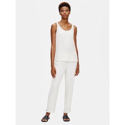 Neu Eileen Fisher Plus System Seiden-Georgette Schlupfhose Capri Tan 3X