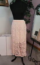 Pale Peach Lace Midi Skirt With Slip