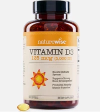 Naturewise Vitamin D3 5000Iu 125 Mcg Softgel 360 Count 1 Year Supply for Immune