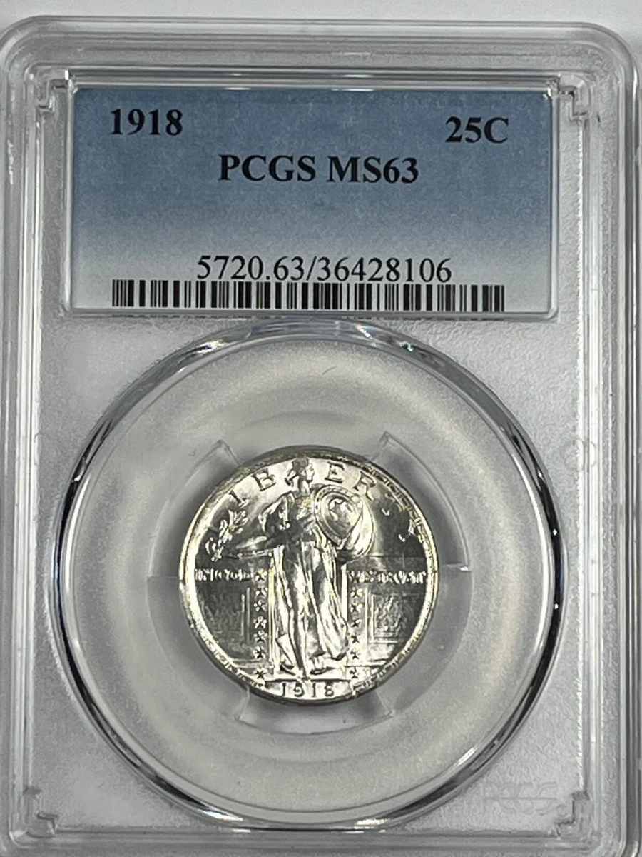 Uncirculated Silver 1918 Year Standing Liberty US Quarters (1916