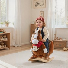 Kids Ride-On Rocking Horse Toy for Children 18-36 Months, Brown Horse