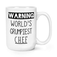 Warnung World's Grumpiest Chef 426Ml Groß Becher Tasse Toll Best Cook Nahrung