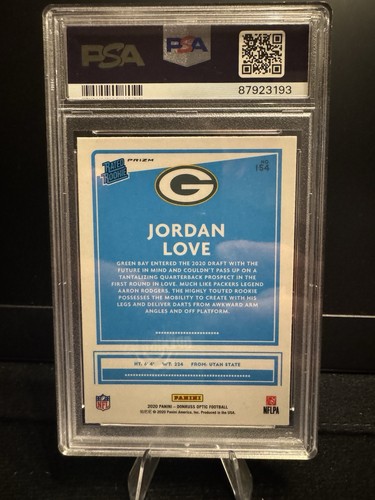 2020 Panini Donruss Optic Rated Rookies Jordan Love #154 Green Velocity PSA 9 - Bild 2 von 2
