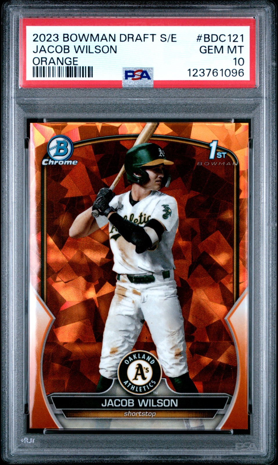 2023 Bowman Draft Sapphire BDC-121 Jacob Wilson 1st Chrome Orange /25 PSA 10