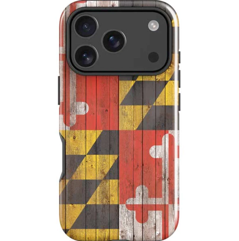 Maryland Flag Dark Wood iPhone Case
