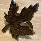 Vintage Set of 12 Brass Maple Leaf Napkin Rings w/Ribbed Loops — photo 8