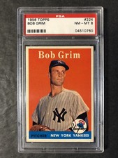 1958 Topps Bob Grim 224 PSA 8; Centered, Focused, Flawless color!!