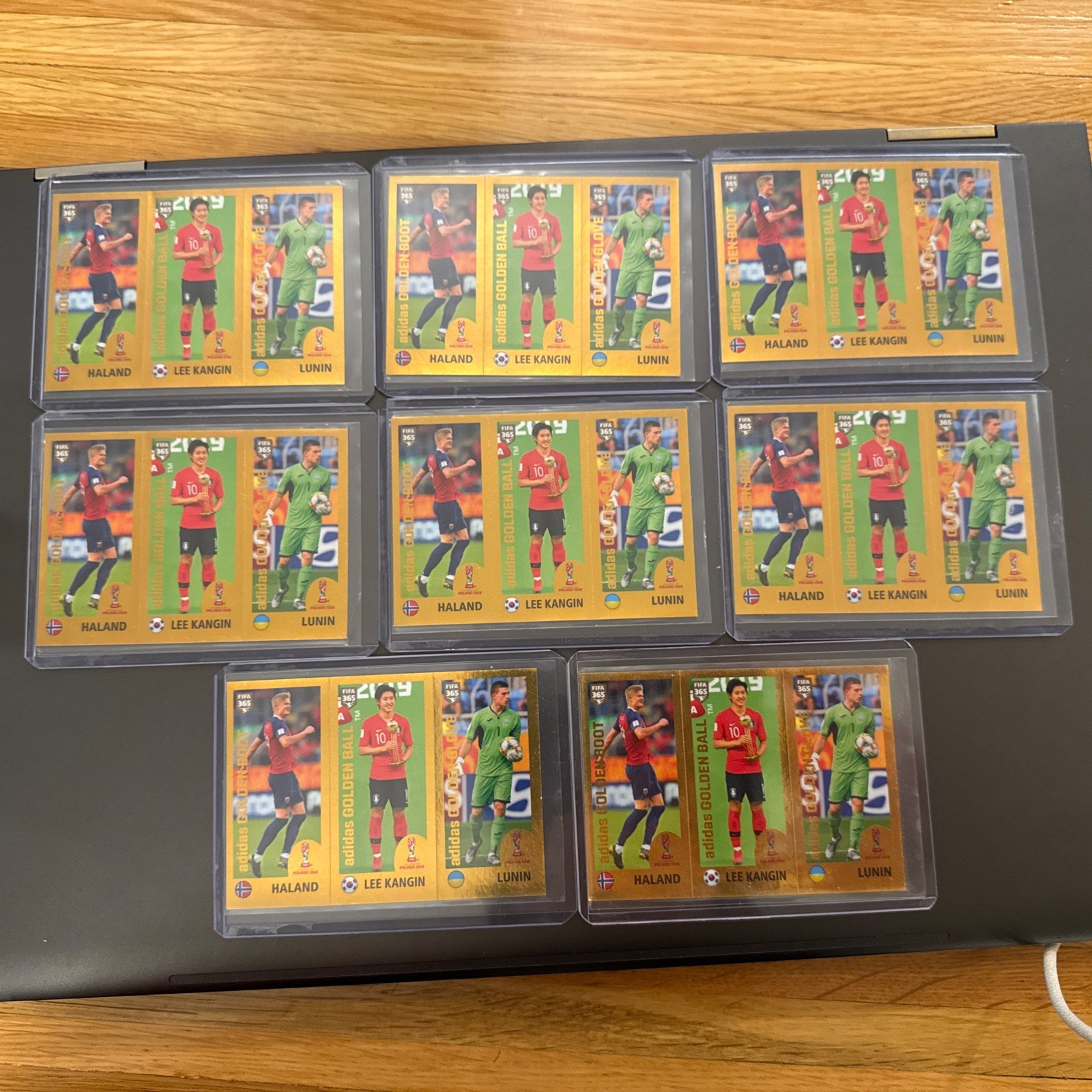 2019 Panini FIFA 365 Erling Haaland Rookie Sticker (BLUE BACK) Lot of 8! RARE view 1