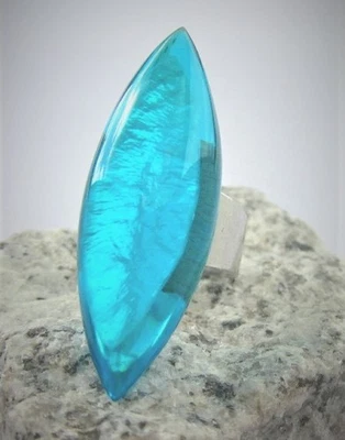 Toller Ring mit "Türkis" spitz elegant Capiz Muschel in Harz Culture Mix - Bild 1 von 2