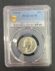 1936 D 25c Washington Quarter Pcgs Au58