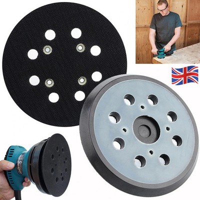 125 mm 5 Zoll Schwingschleifer Stützteller 8 Löcher Haken Schleife Schleifscheibe Pad UK
