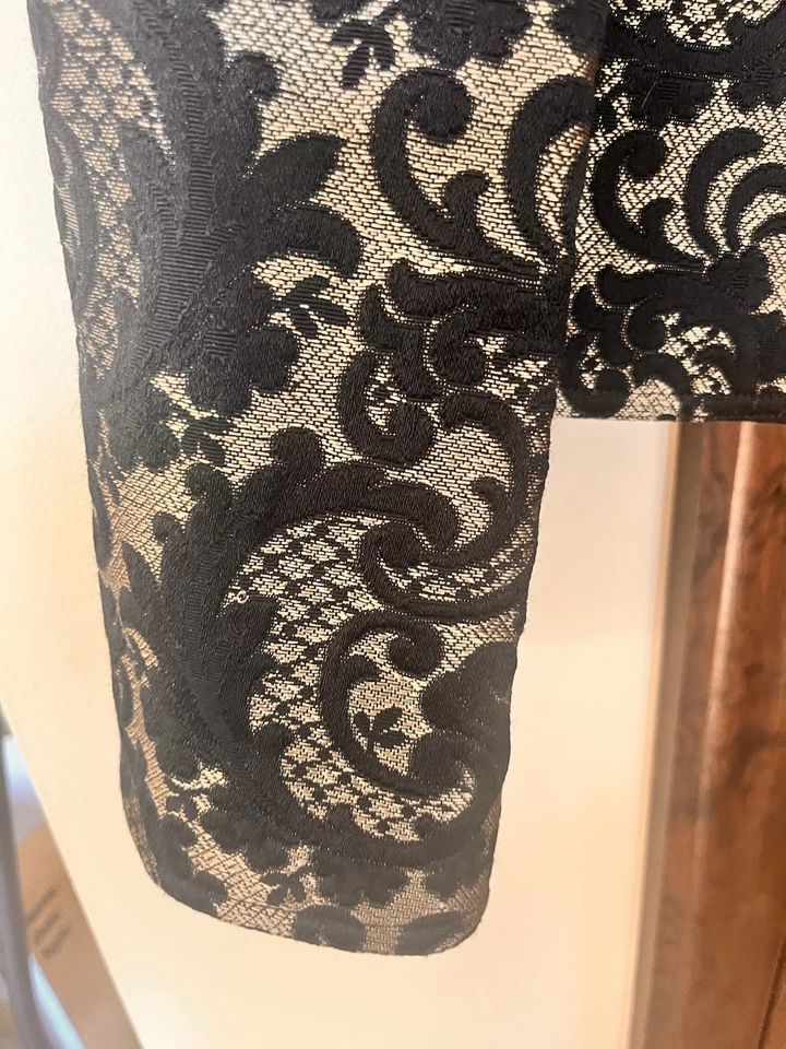 Blazer/Chaqueta/Abrigo KAY UNGER Mujer Negro Dorado Patrón, Forrado, Talla 6...NUEVO SIN ETIQUETAS Foto 2 de 4