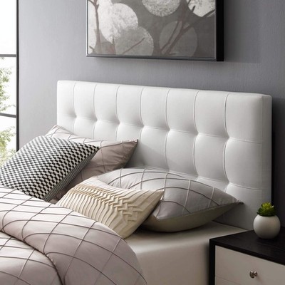 King Headboard Tufted Faux Leather Upholstered White Modway Lily