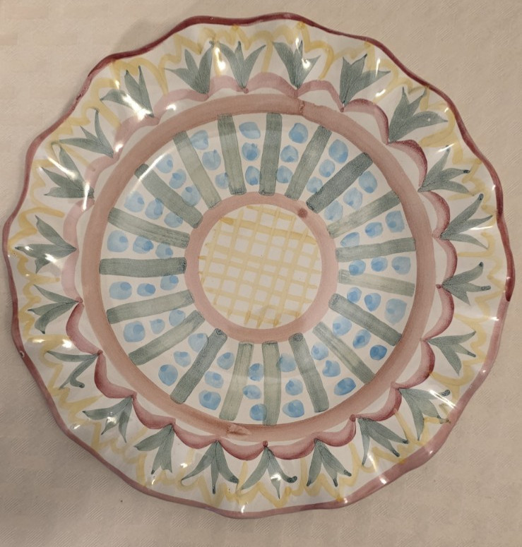 Mackenzie Childs Large Dinner Plate - 11 inch - Ruffled Edge,  "Madison"