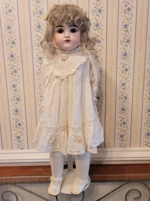 18.5'' Antique Bisque Doll, Kestner W/leather Body Marked 9 1/2 154