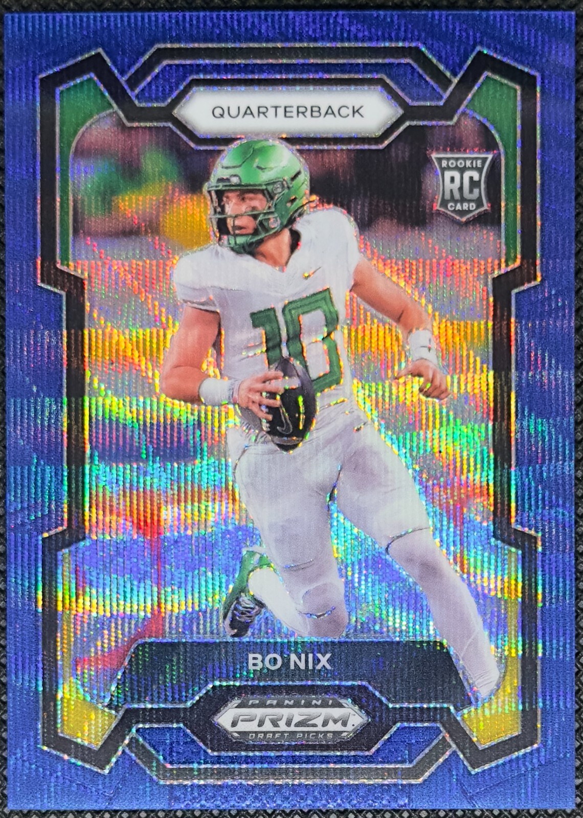 2024 Panini Prizm Draft Picks - Bo Nix #105 Blue Wave Prizm /249 (RC)