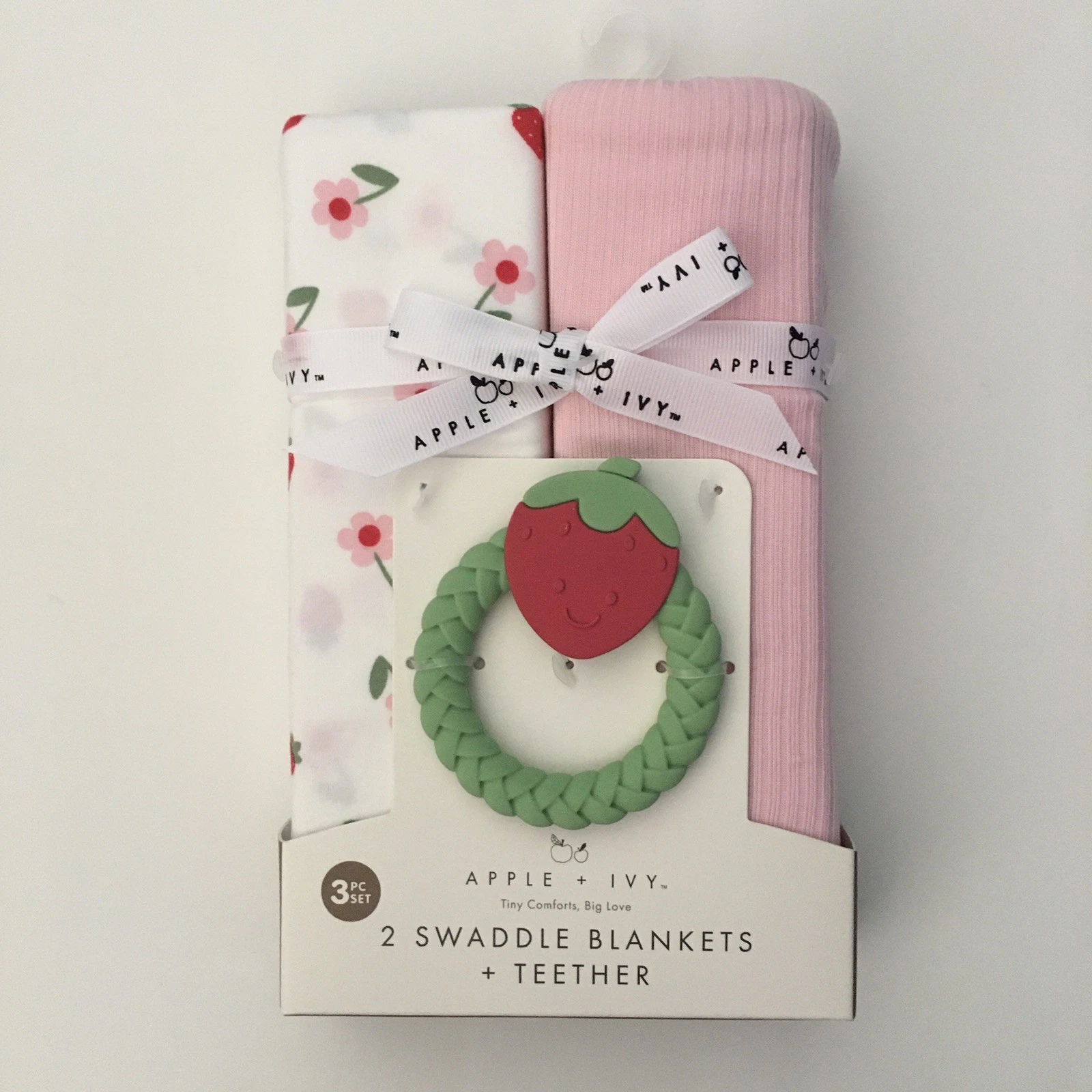 NEW Baby Blankets & Teething Ring Set Pink, Floral & Teether | DreamGro