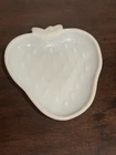 Vintage Hazel Atlas Milk Glass Strawberry White Trinket Dish Retro
