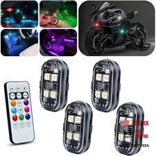 Upgraded 4PCS Wireless LED Strobe Lights for Car, 8 Colors Interior Car 4 PCS