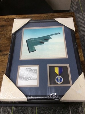 B-2 Bomber Commemorative Test Flight Matted Framed Picture Photo w/Medal