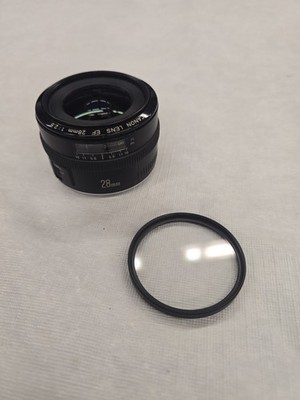 Canon EF 28mm Wide Angle Camera Lens 1:2.8 w/ Kenko UV 52mm Filter