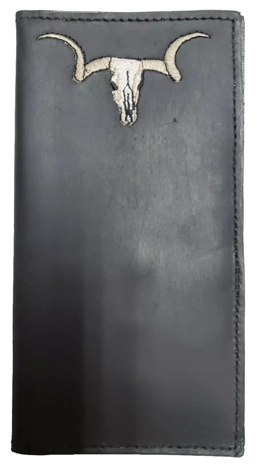 LONGHORN Rodeo WALLET Cowboy CHECKBOOK COVER Western Skull EMBROIDERY - Image 2 of 4