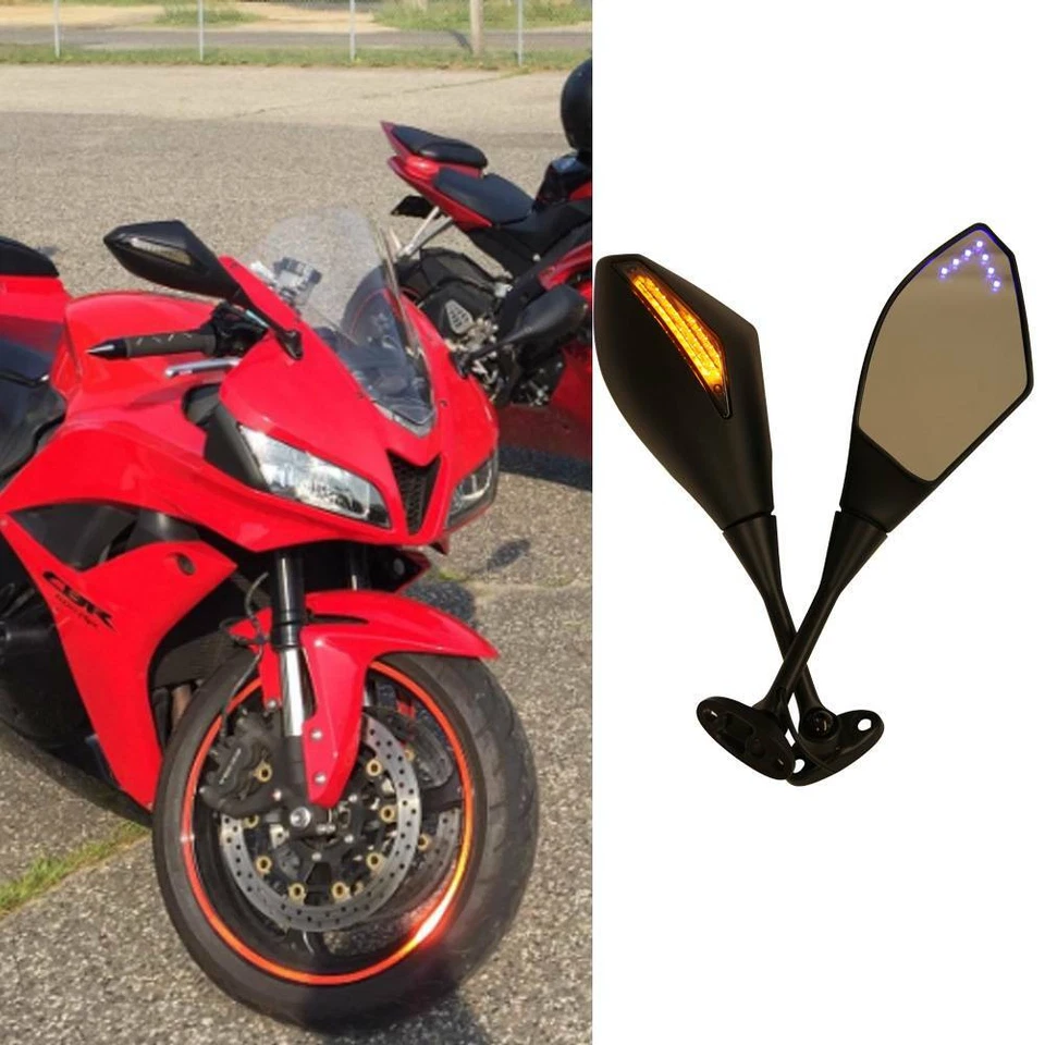 For 2001-2018 Suzuki GSXR600 GSXR750 GSXR1000 Motorcycle LED Turn Signal Mirrors - Image 2 of 4