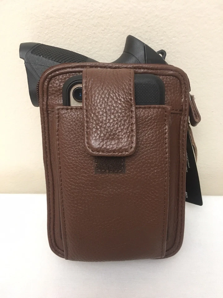 Coldre clipe cinto pistola bolsa de couro marrom genuíno 7” X 5” X 1,5” - Imagem 2 de 4