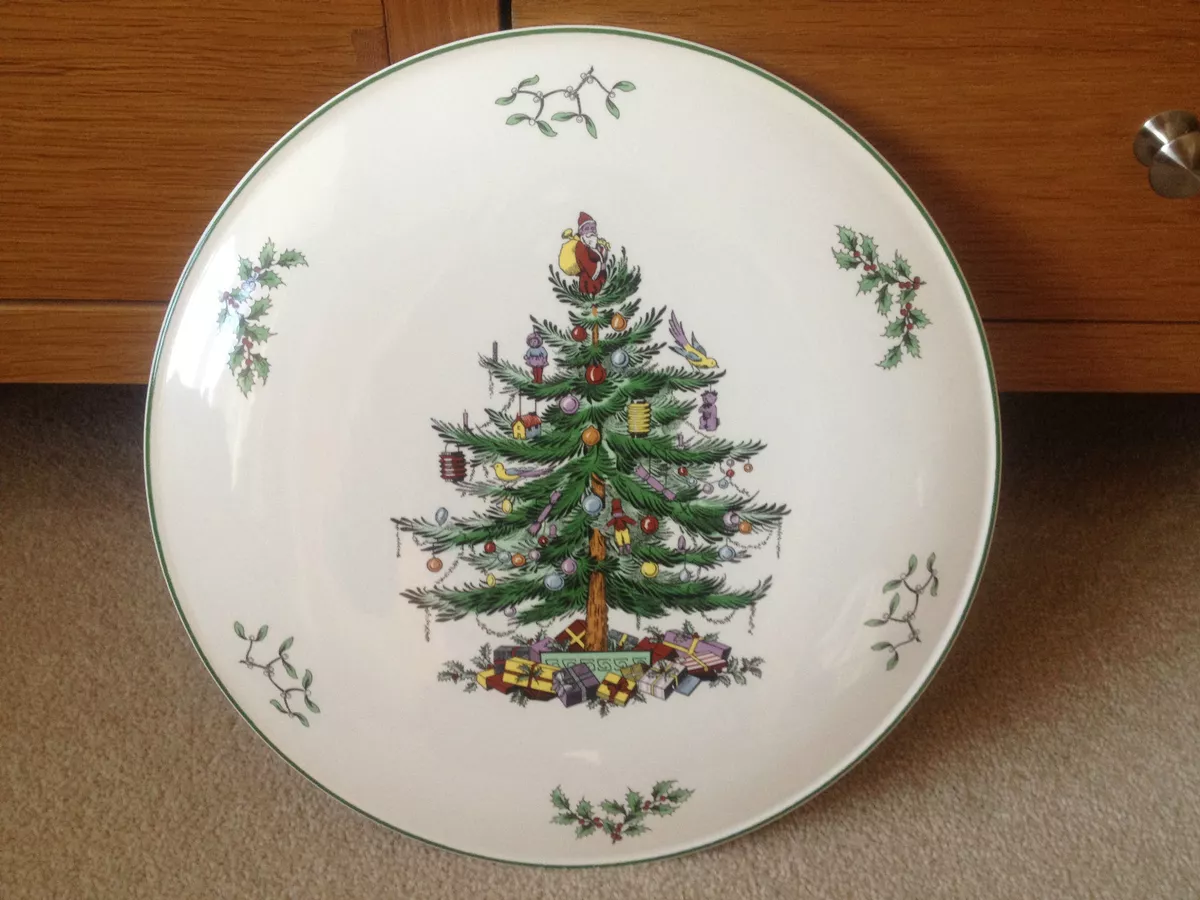 Spode Christmas tree holly mistletoe design ceramic presentation circular plate
