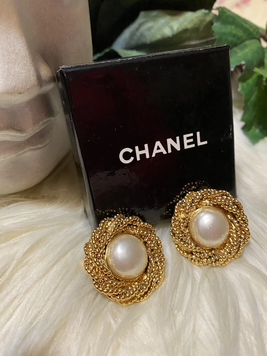 Authentic Chanel Gripoix Coco Mark Earrings With 18kt Gold Clips - Ruby Lane