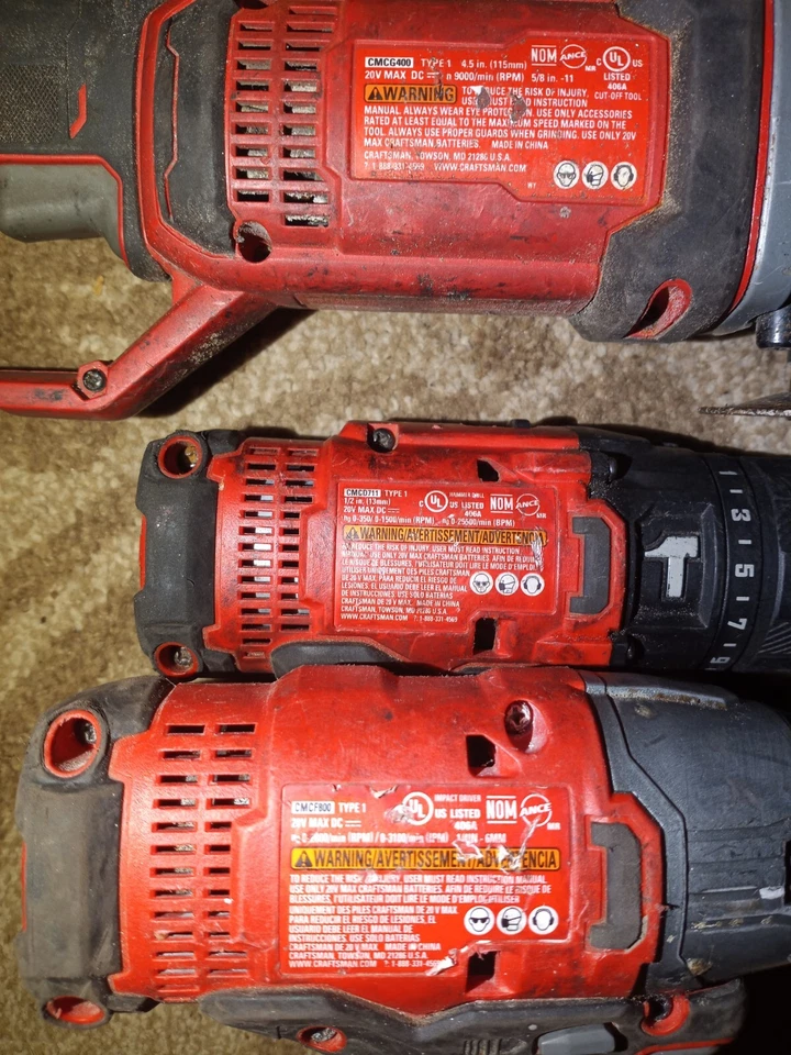 Lot Of 3 Craftsman Tools Drill & Impact Driver 20v CMCD710 CMCF800 Battery And C - Image 2 of 3