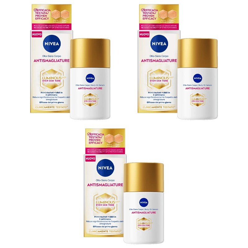 3pz NIVEA LUMINOUS 630 Even skin tone olio-siero corpo antismagliature 100ml