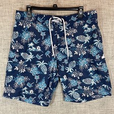 J.Crew Board Shorts Men's 33 Swim Pineapple Hawaiian Floral Tropical Blue 9" leg