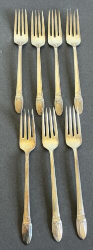 Lot Of6 dinner Forks 1847 Rogers Bros IS Silver Plated FIRST LOVE 7 3/4” VTG