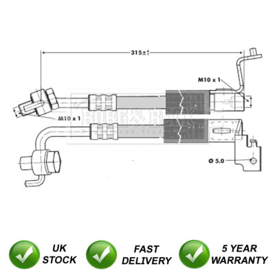 Brake Hose Front Left SJR Fits Ford Escort 1998-2001 1.4 1.6 1.8 D TD