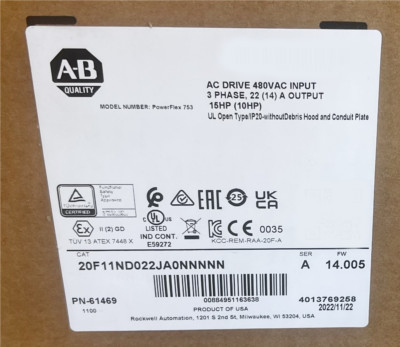 20F11ND022JA0NNNNN  Allen Bradley 20F11ND022JA0NNNNN PowerFlex 753 AC Drive 