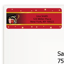 Movie Night Birthday Party Personalized Return Address Stickers - 27 labels