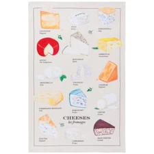 Now Designs by Danica, Printed Cotton Dishtowel, Les Fromages (NKT2340D)