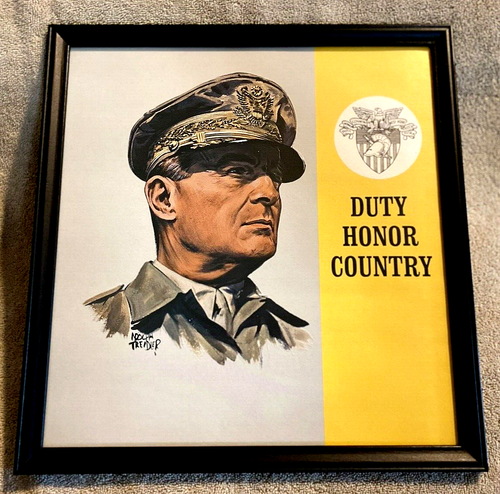 VTG Framed General Macarthur Military Duty Honor Country Print 14-7/8" x 14-1/4" - Picture 7 of 7