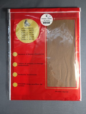Lot De 3 Paires De Bas LABONAL Taille 3 Beige - Ancien Stock Mercerie Vintage - Occasion