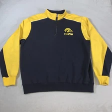 University Of Iowa Jacket Mens 2XL Black Yellow 1/4 Zip NCAA Hawkeyes Basketball