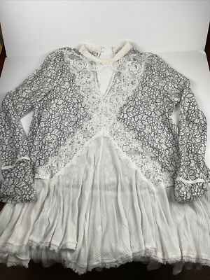 Free People Secret Origins Lace Knit Tunic Dress Shirt Size M | eBay