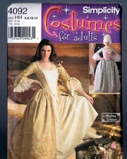 Simplicity 4092 Andrea Shewe Ladies Colonial Gown Dress Adult PATTERN 6 8 10 12