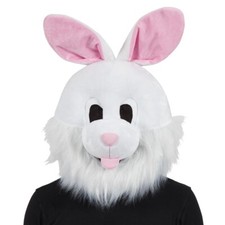 Bunny Rabbit Mascot Head Plush Fancy Dress Easter Adult White Mask Funny
