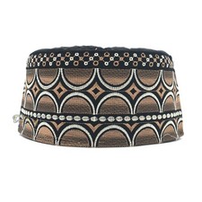Tall African Omani Black Base with Silver Brown Plain Arch Embroidery Kufi Hat