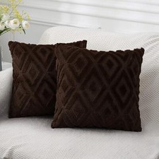 Soft Faux Fur Throw Pillow Covers 20x20 Set of 2 - Plush Wool Decorative